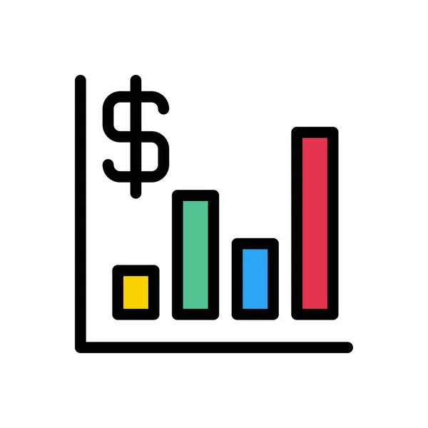 Wykres Słupkowy Wektor Płaski Kolor Ikona — Wektor stockowy