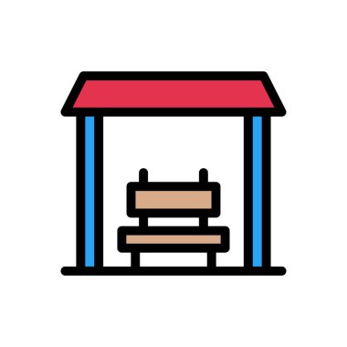 otobüs durağı vektör düz renk simgesi