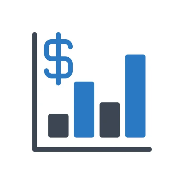 Gráfico Barras Vetor Glifo Plana Ícone — Vetor de Stock