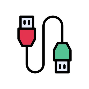 veri kablosu vektörü düz renk simgesi