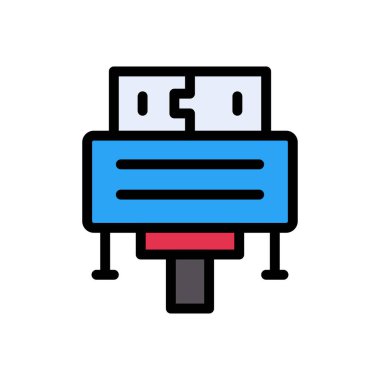 kablo vektörü düz renk simgesi