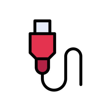 kablo vektörü düz renk simgesi