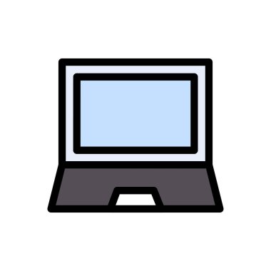 dizüstü bilgisayar vektörü düz renk simgesi