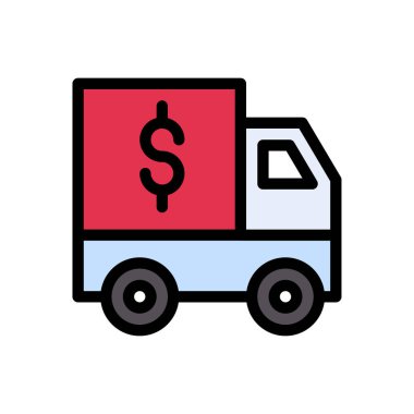 kamyon vektörü düz renk simgesi