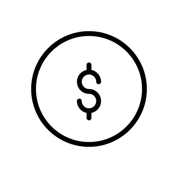 Coin Vector Thin Line Icon — Stock Vector