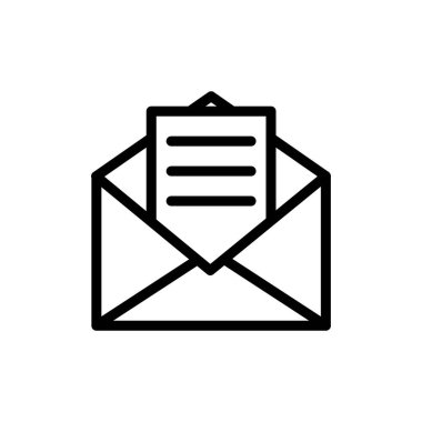 Gelen kutusu vektörü ince çizgi simgesi