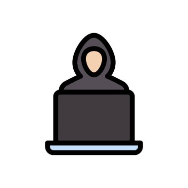 siber suç vektörü düz renk simgesi