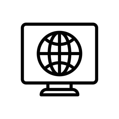 internet vektörü ince çizgi simgesi