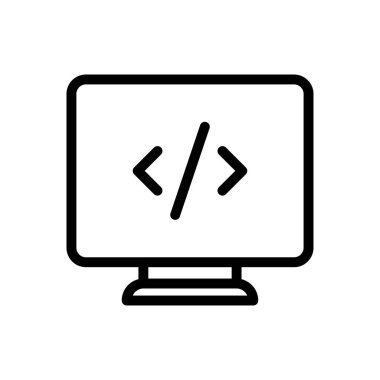 Kodlama vektörü ince çizgi simgesi