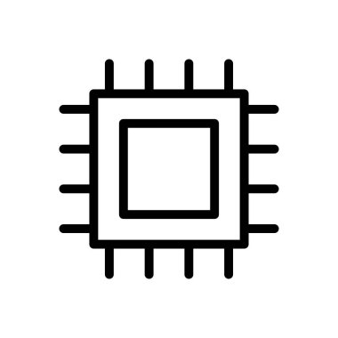 işlemci vektörü ince çizgi simgesi