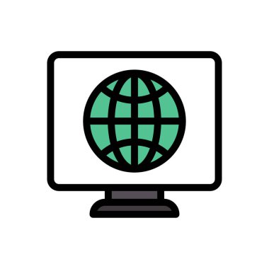 internet vektörü düz renk simgesi 