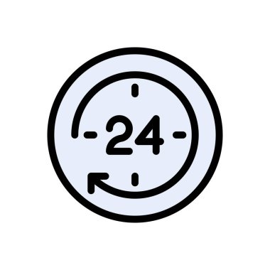 24 saat vektör düz renk simgesi