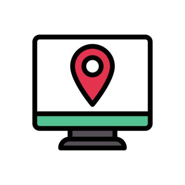 pin vektörü düz renk simgesi