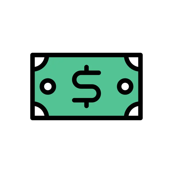 Cash Vector Vlakke Kleur Pictogram — Stockvector