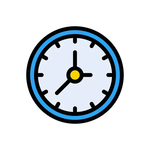 Reloj Vector Icono Color Plano — Vector de stock