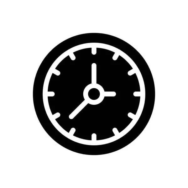 Relógio Vetor Glifo Plana Ícone — Vetor de Stock
