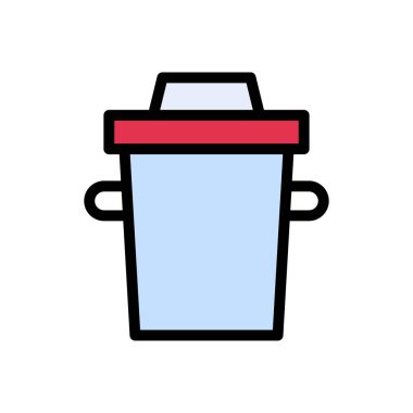 Çöp kutusu vektörü düz renk simgesi