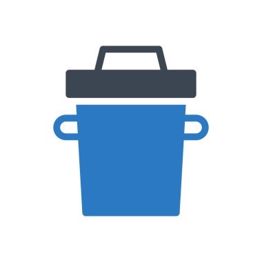 Çöp kutusu vektörü kabartma renk simgesi