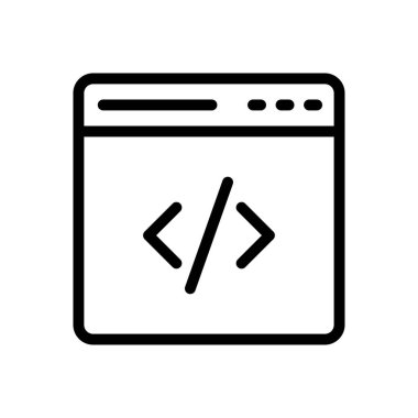 Kodlama vektörü ince çizgi simgesi