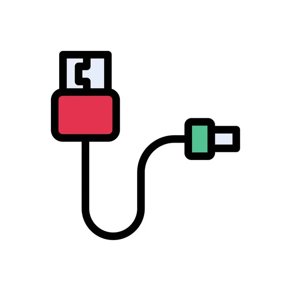 Usb Vector Vlakke Kleur Pictogram — Stockvector