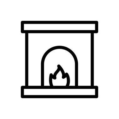 şömine vektörü ince çizgi simgesi