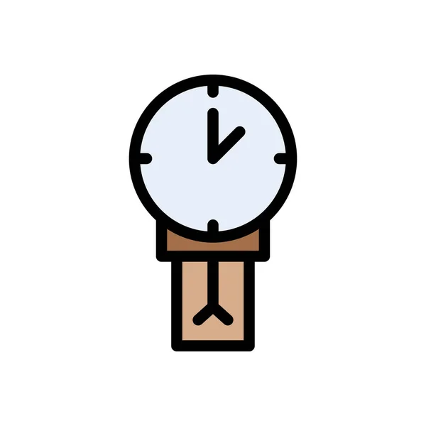 Reloj Vector Icono Color Plano — Vector de stock