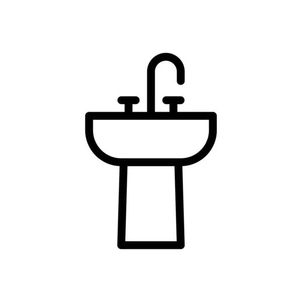 Wasserhahn Vektor Dünne Linie Symbol — Stockvektor