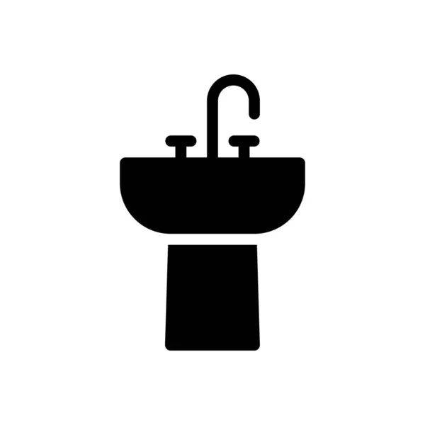 Wasserhahn Vektor Glyphen Flaches Symbol — Stockvektor