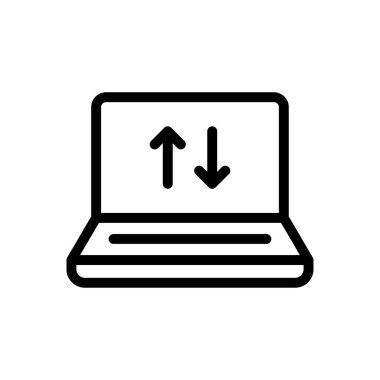 dizüstü bilgisayar vektörü ince çizgi simgesi