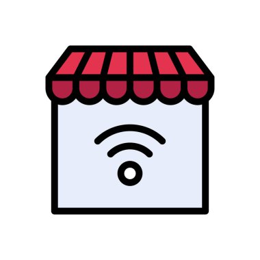 dükkan vektörü düz renk simgesi