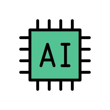 işlemci vektörü düz renk simgesi