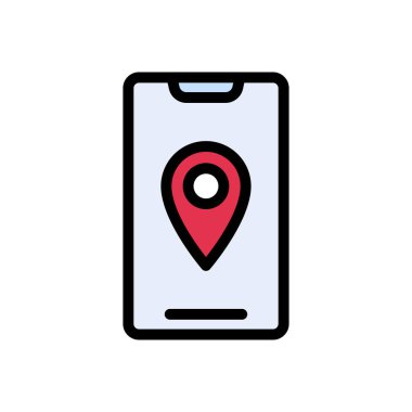 konum vektörü düz renk simgesi