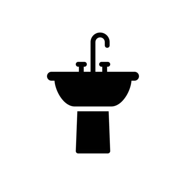 Wasserhahn Vektor Glyphen Flaches Symbol — Stockvektor