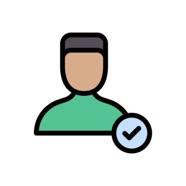 Onaylanmış vektör düz renk simgesi