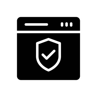 Güvenlik vektörü glyph düz simgesi