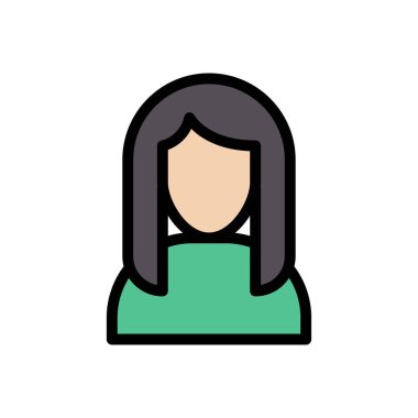 kız vektör düz renk simgesi