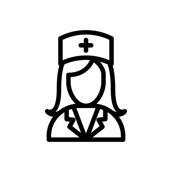 Enfermera Vector Delgada Línea Icono — Vector de stock