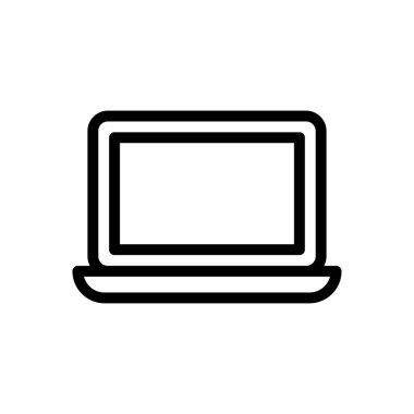 dizüstü bilgisayar vektörü ince çizgi simgesi