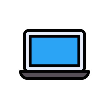 dizüstü bilgisayar vektörü düz renk simgesi