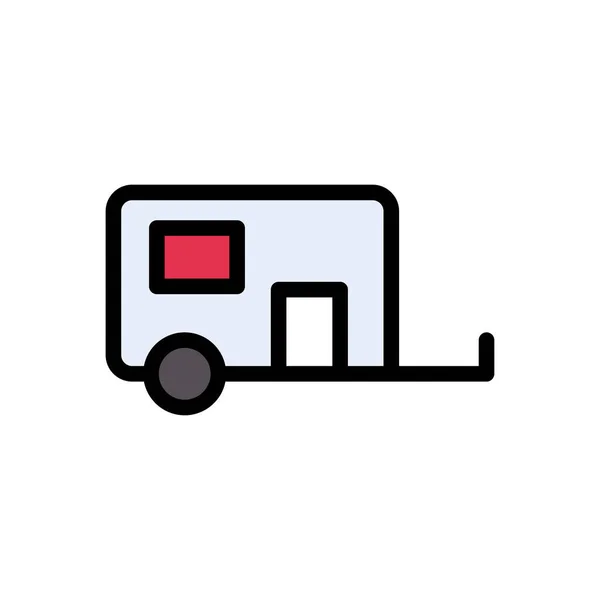 Caravan Vector Flat Color Icon — Stock Vector