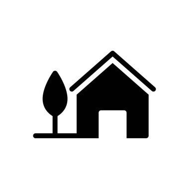 ev vektörü glyph düz simgesi