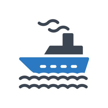 Gemi vektör ince çizgi simgesi