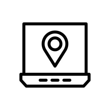 harita vektörü ince çizgi simgesi