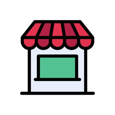 dükkan vektörü düz renk simgesi