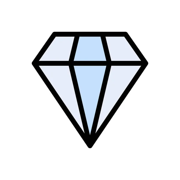 Vetor Diamante Ícone Cor Plana — Vetor de Stock