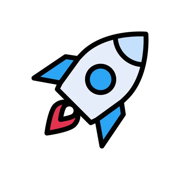 Spaceship Vector Flat Color Icon — Stock Vector