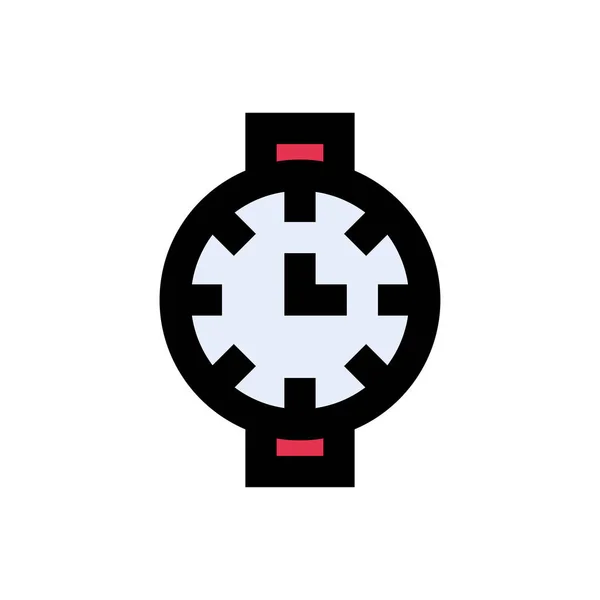 Horloge Vector Vlakke Kleur Pictogram — Stockvector