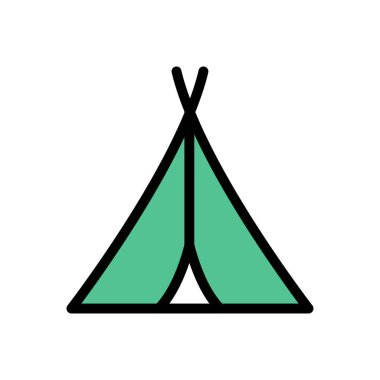 çadır vektör düz renk simgesi