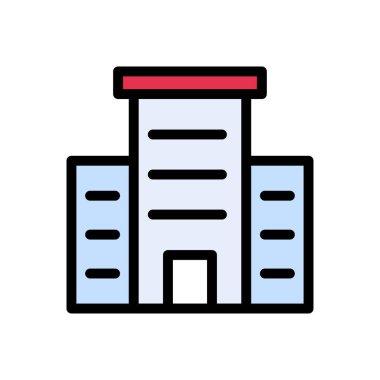 Otel vektörü düz renk simgesi