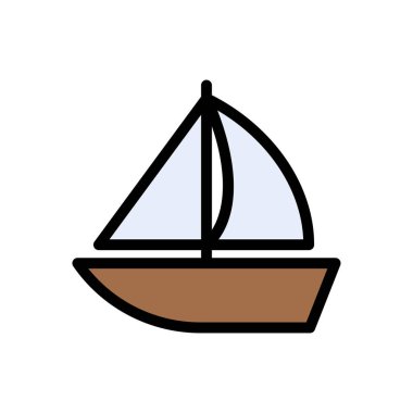 tekne vektörü düz renk simgesi